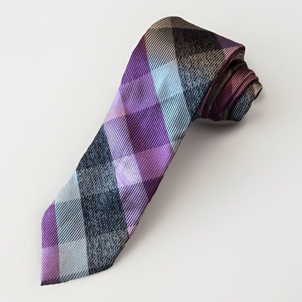 Purple & Gray High Sheen Classic Men's Tie, 3 X 59 Inch - No Label Mystery Brand